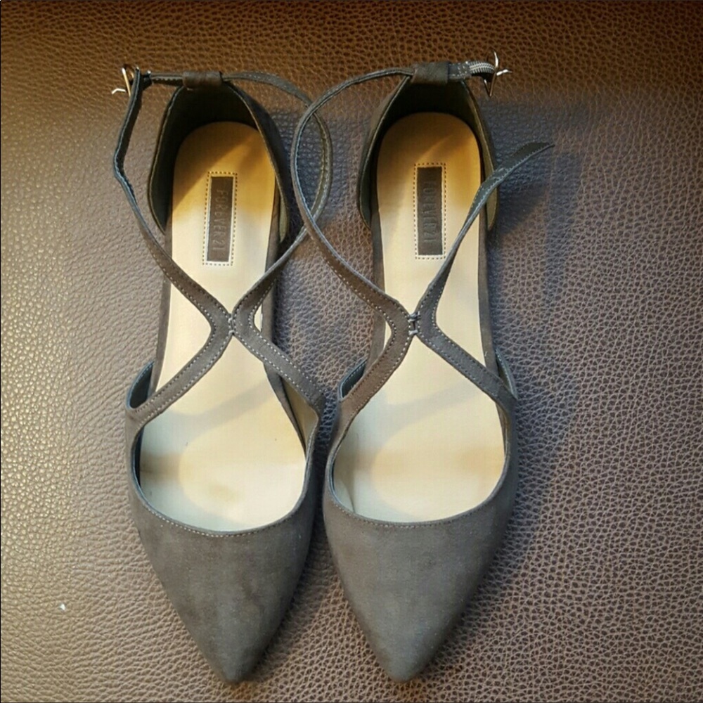 Strappy faux suede Olive Green Flats NWOT